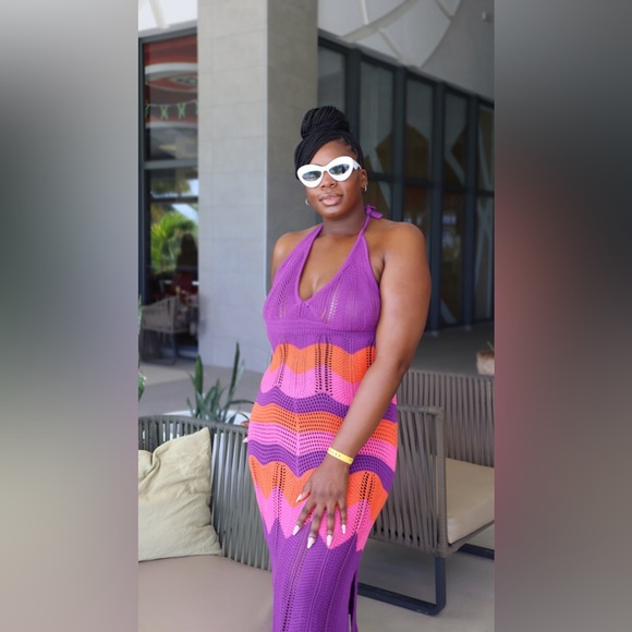 Knit Hallow Halter Neck Cover Up - Picture 2 of 6